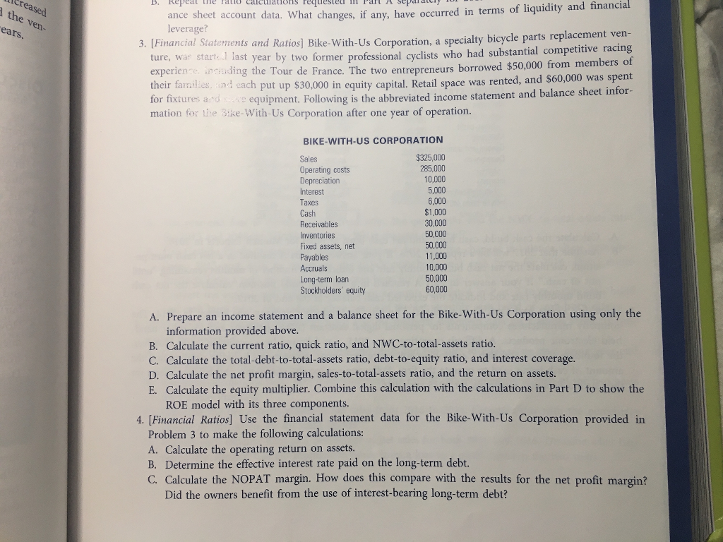 Solved: B. Repeat The Ratio Ca Culations Requested In Ran ...