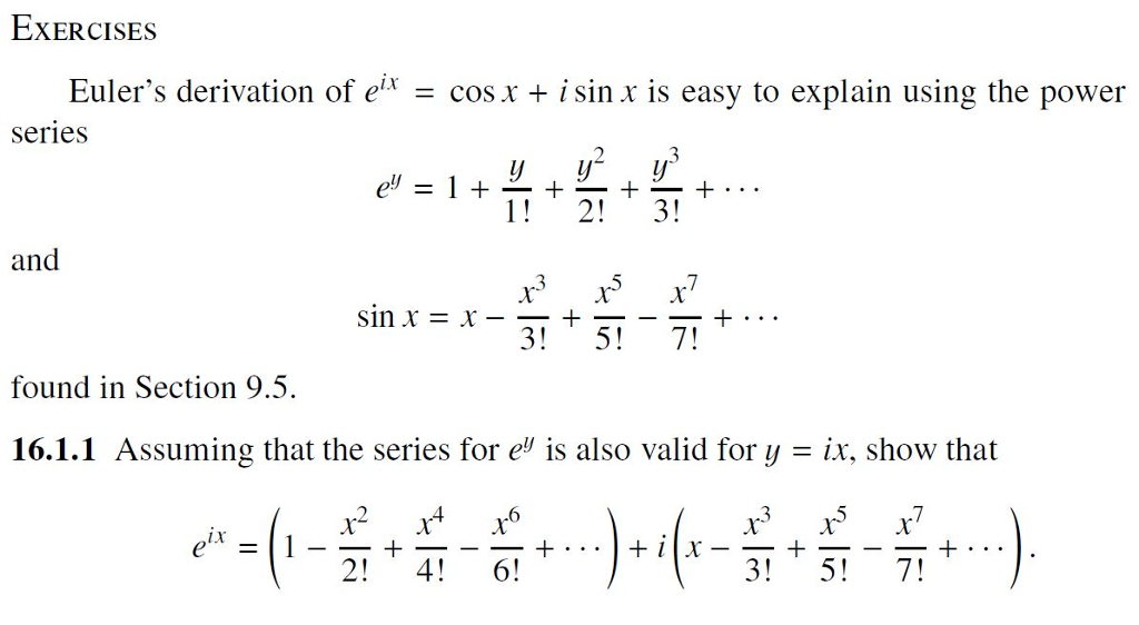 Solved Euler S Derivation Of E Ix Cos X I Sin A Is Ea Chegg Com