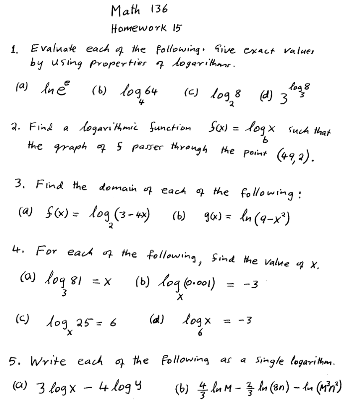 Math 136 Homework I5 1 Evaluate Each 4 The Chegg Com