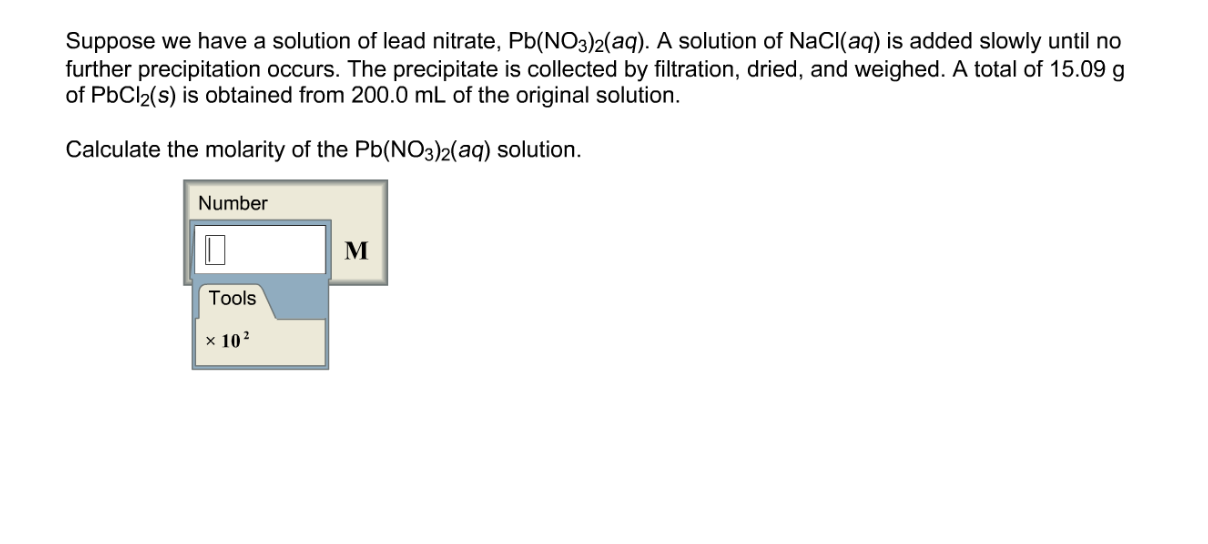 Solved Suppose We Have A Solution Of Lead Nitrate Chegg Com