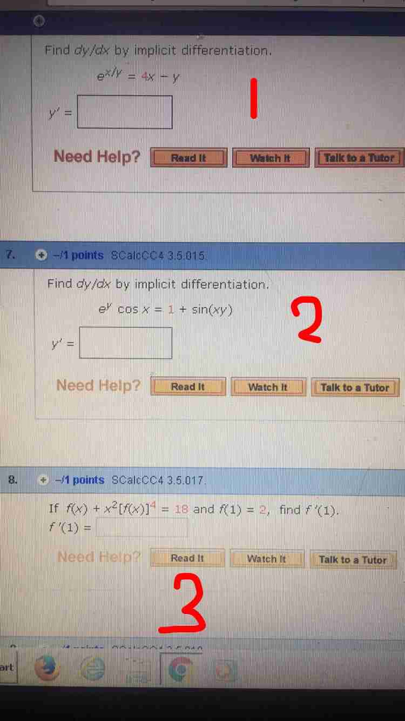 Find Dy Dx By Implicit Differentiation E X Y 4x Chegg Com