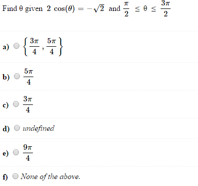 Find Theta Given 2 Cos Theta Root 2 And Pi 2 Chegg Com