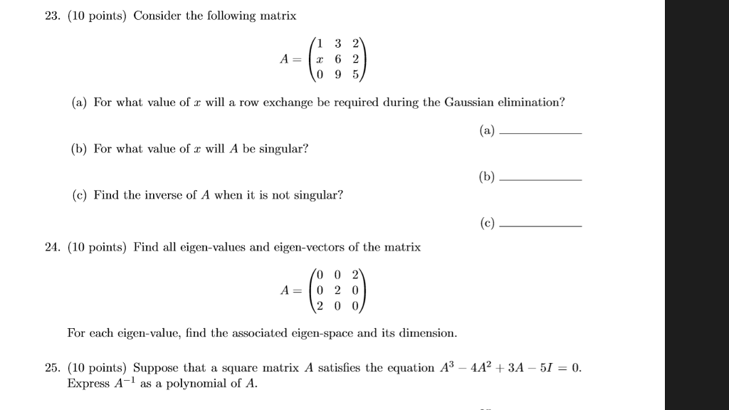 Consider the following 10 x 5 matrix, R: 0 9 2 1 1 3