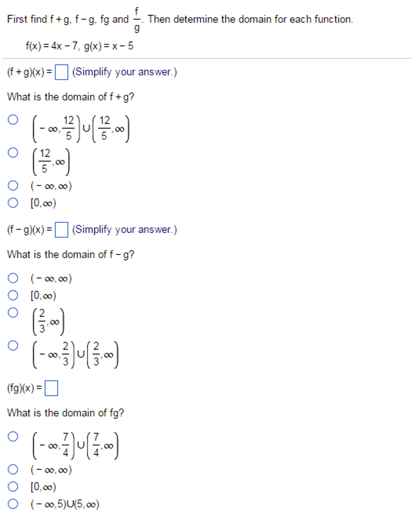 Solved First Find F G F G Fg And Then Determine The Dom Chegg Com