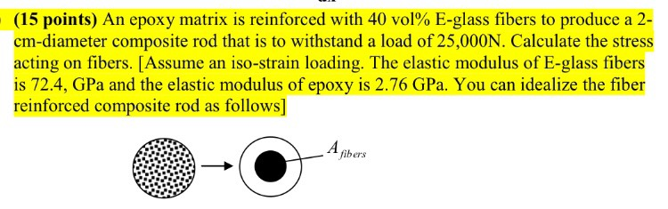 Solved 15 Points An Epoxy Matrix Is Reinforced With 40 Chegg Com