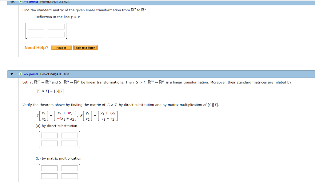 Solved Find The Standard Matrix Of The Given Linear Chegg Com