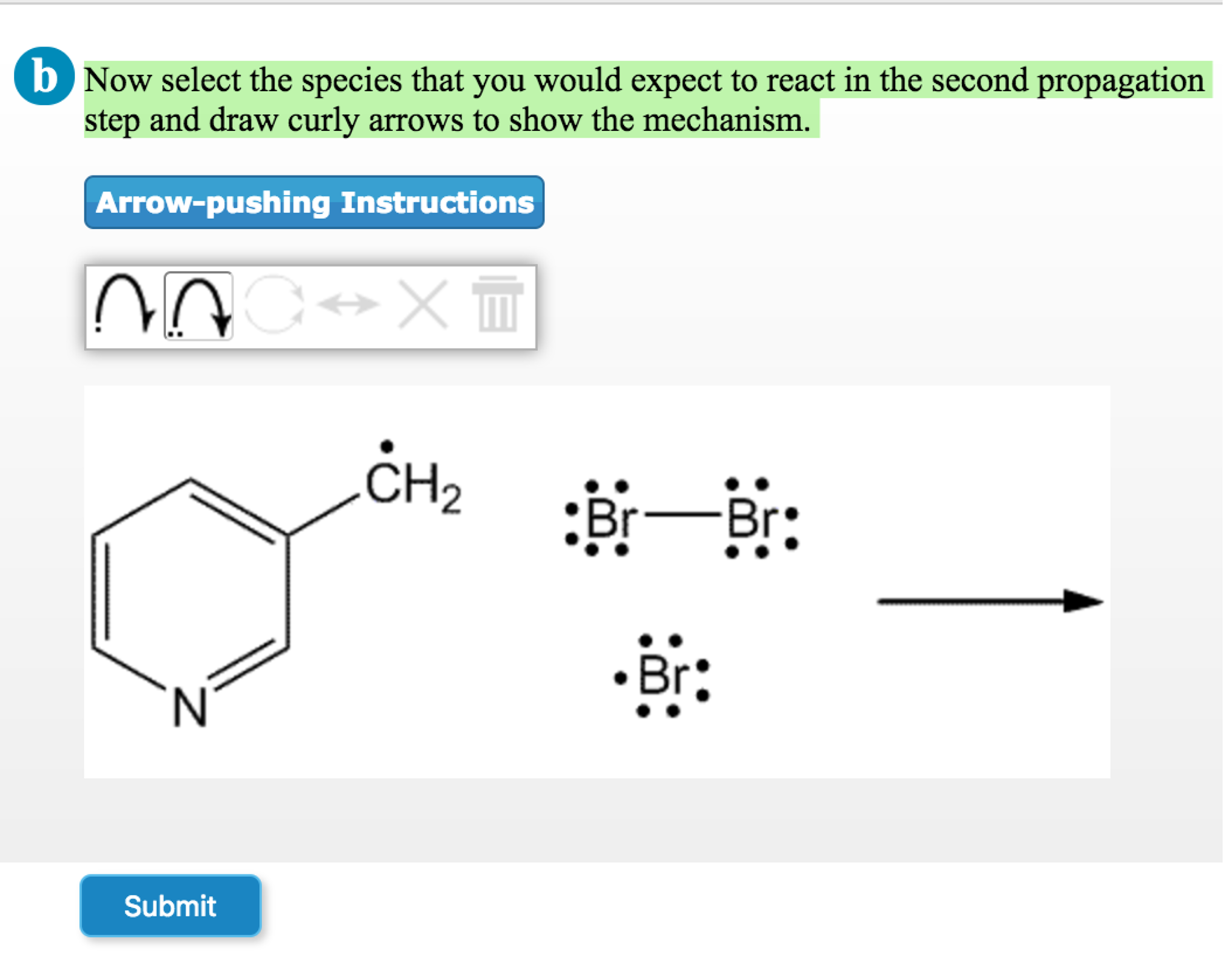Write a mechanism for the following radical halogenation reaction picture