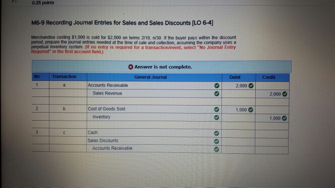 Solved 025 Points M6 9 Recording Journal Entries For Sales Chegg Com