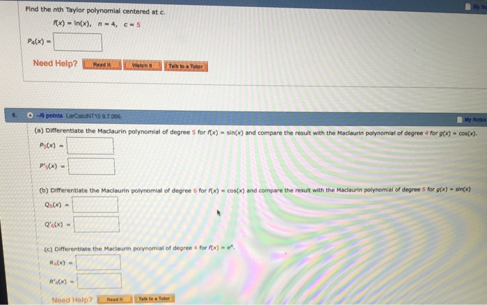 Solved Find The Nth Taylor Polynomial Centered At C F X Chegg Com