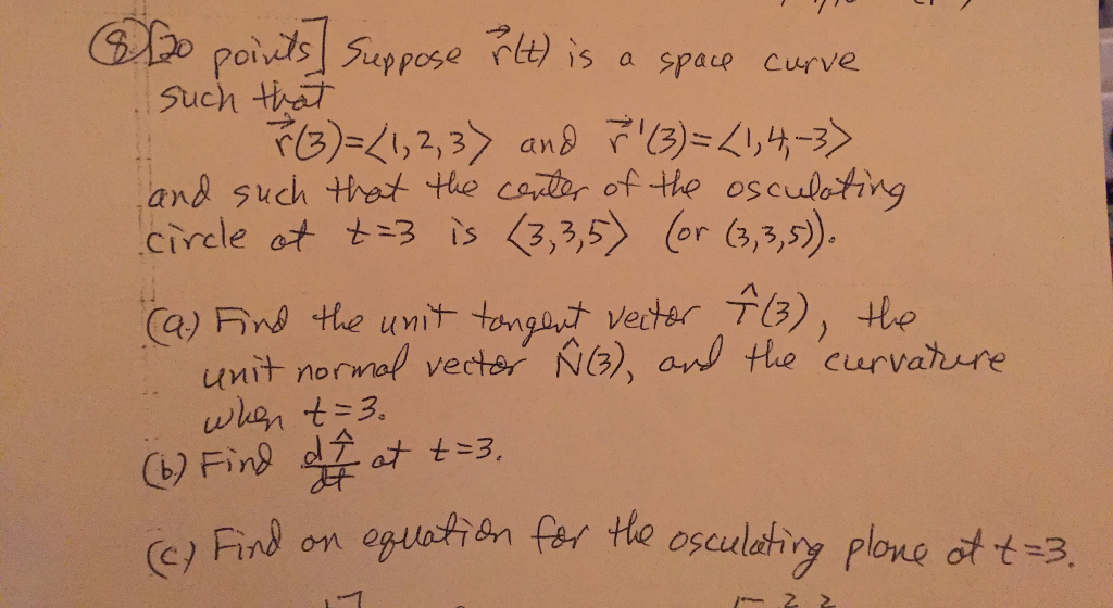 Solved Suppose R Rightarrow T Is A Space Curve Such Tha Chegg Com