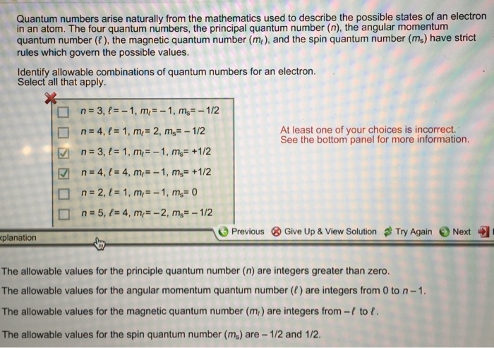 Solved Quantum Numbers Arise Naturally From The Mathemati Chegg Com