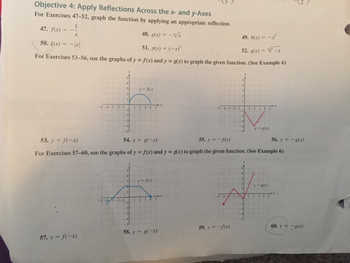 Solved Objective 4 Apply Reflections Across The X And Chegg Com