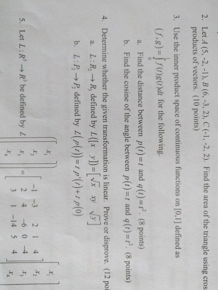 Solved 2 Let A 5 2 1 B 6 3 2 C 1 2 2 F Chegg Com