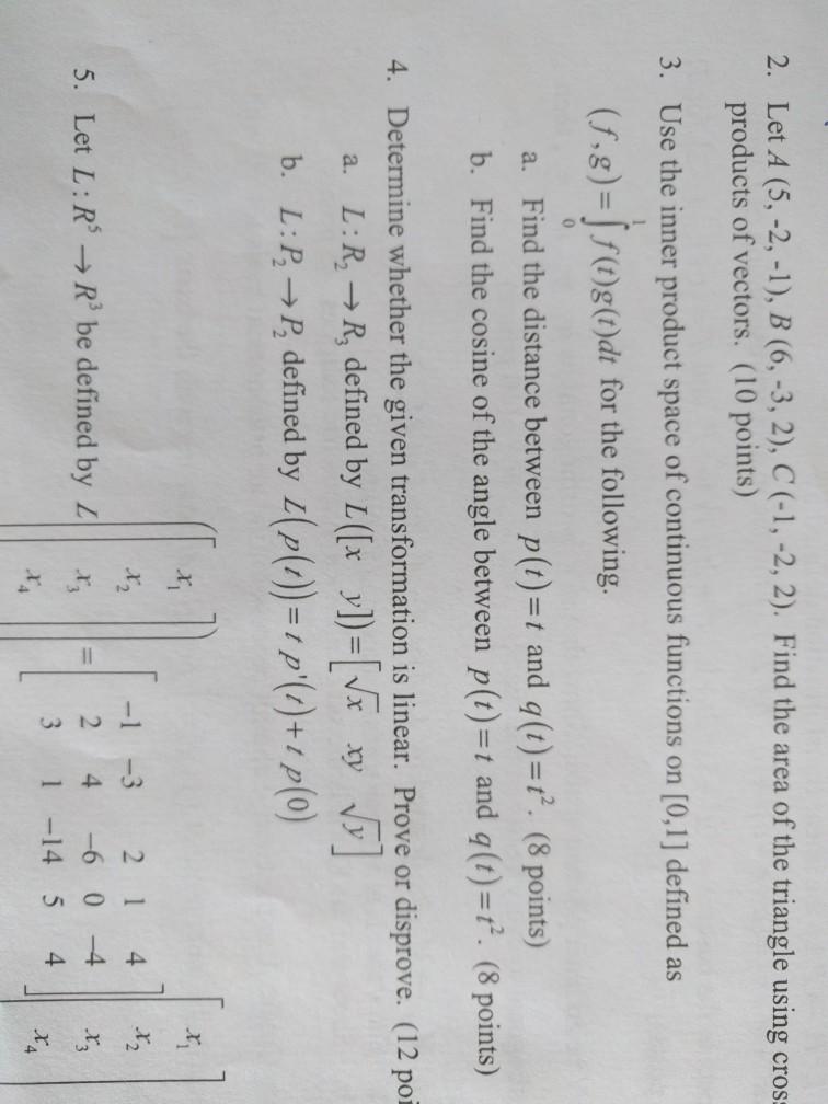 Solved 2 Let A 5 2 1 B 6 3 2 C 1 2 2 F Chegg Com