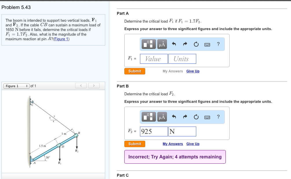 Solved The Boom Is Intended To Support Two Vertical Loads Chegg Com