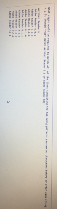 Solved What Regex Would Be Required To Match All Of The L Chegg Com