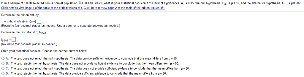 Solved If In A Sample Of N 30 Selected From A Normal Chegg Com