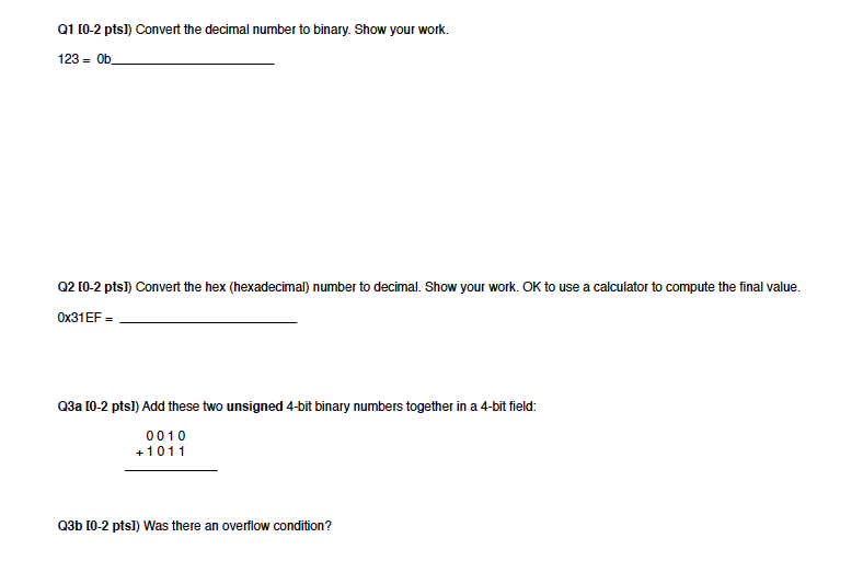 Q Ptsl Convert The Decimal Number To Binary Show Your Work Q Ptsl Convert The Decimal Number To Binary Show Your Work