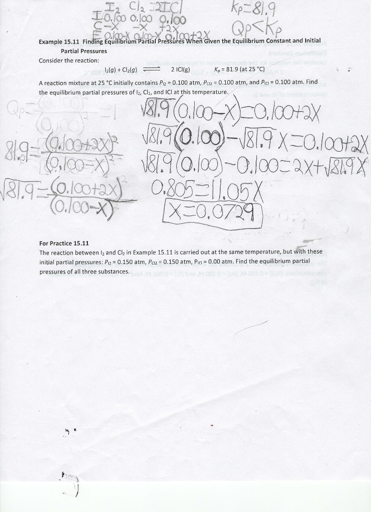 Solved O Means O Example 15 10 Finding Equilibrium Concen Chegg Com