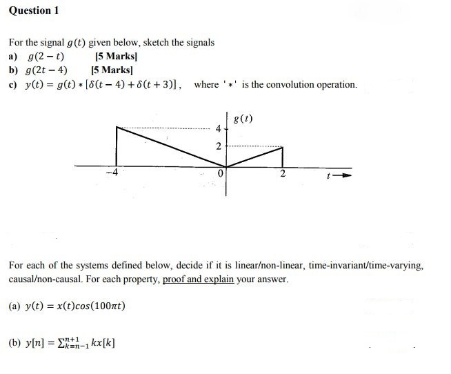 Solved Question1 For The Signal G T Given Below Sketch Chegg Com