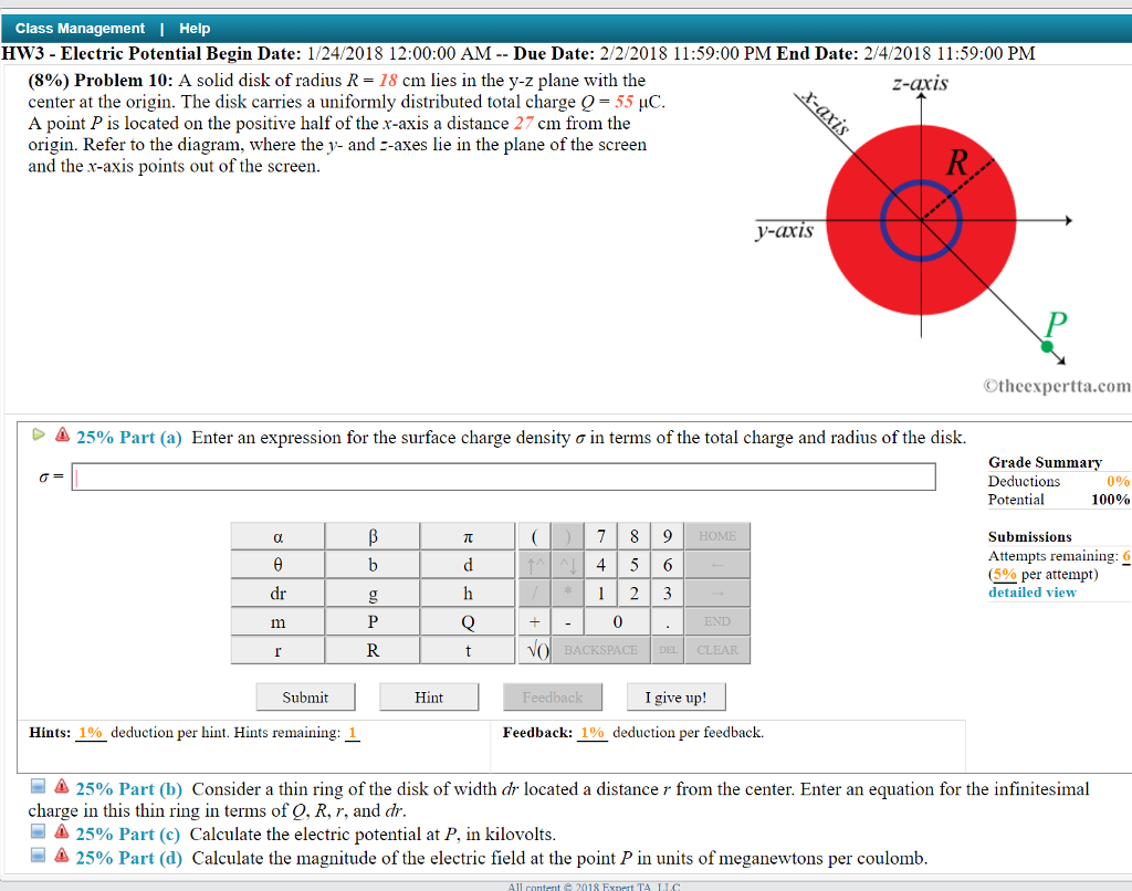 Solved A Solid Disk Of Radius R = 18 Cm Lies In The Yz P...