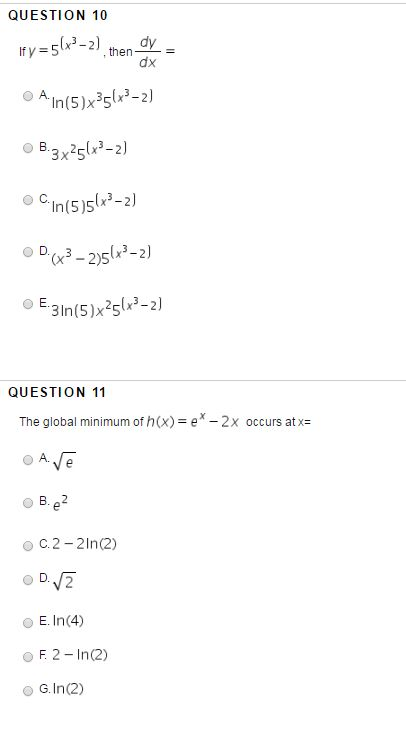 If K 5 X 3 2 Then Dy Dx A Ln 5 X 35 X 3 2 B Chegg Com