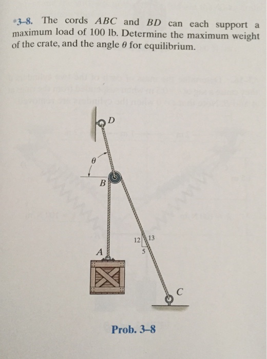 The Cords Abc And Bd Can Each Support A Maximum Load Chegg 