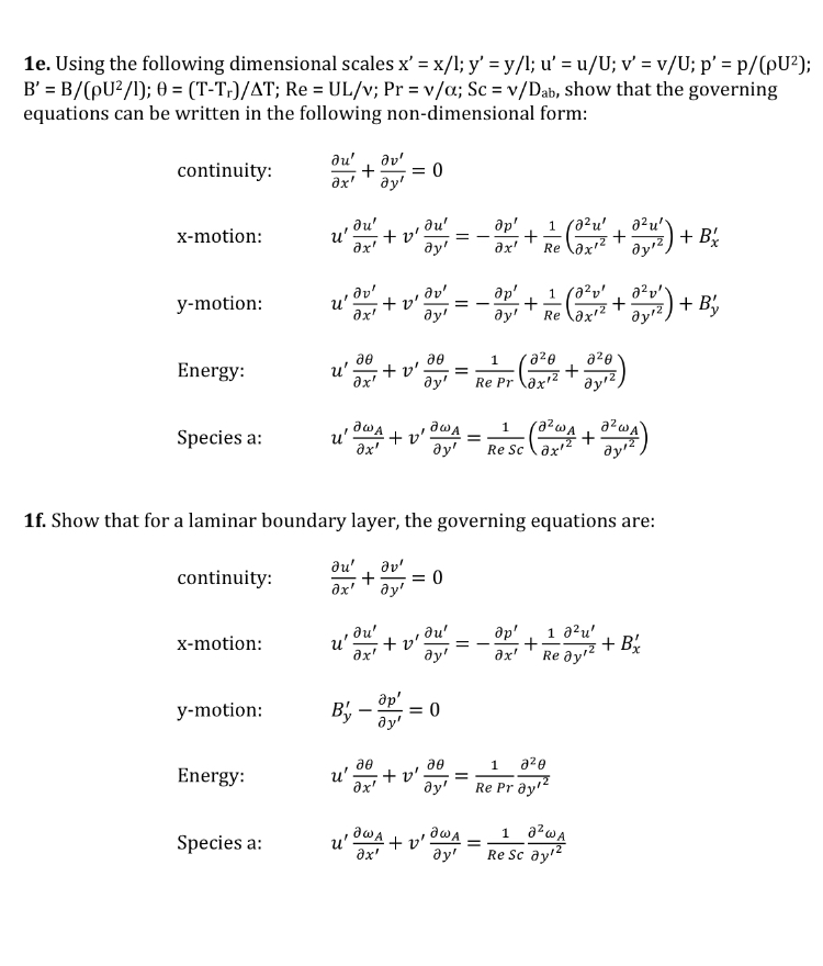 Solved Le Using The Following Dimensional Scales X X L Chegg Com