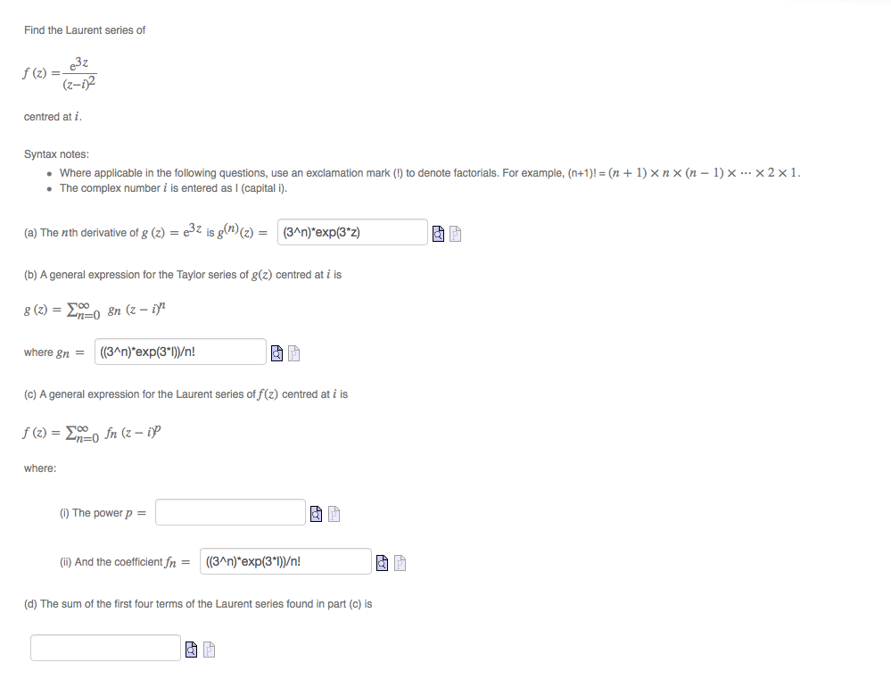 Solved Find The Laurent Series Of Centred At I Syntax Not Chegg Com