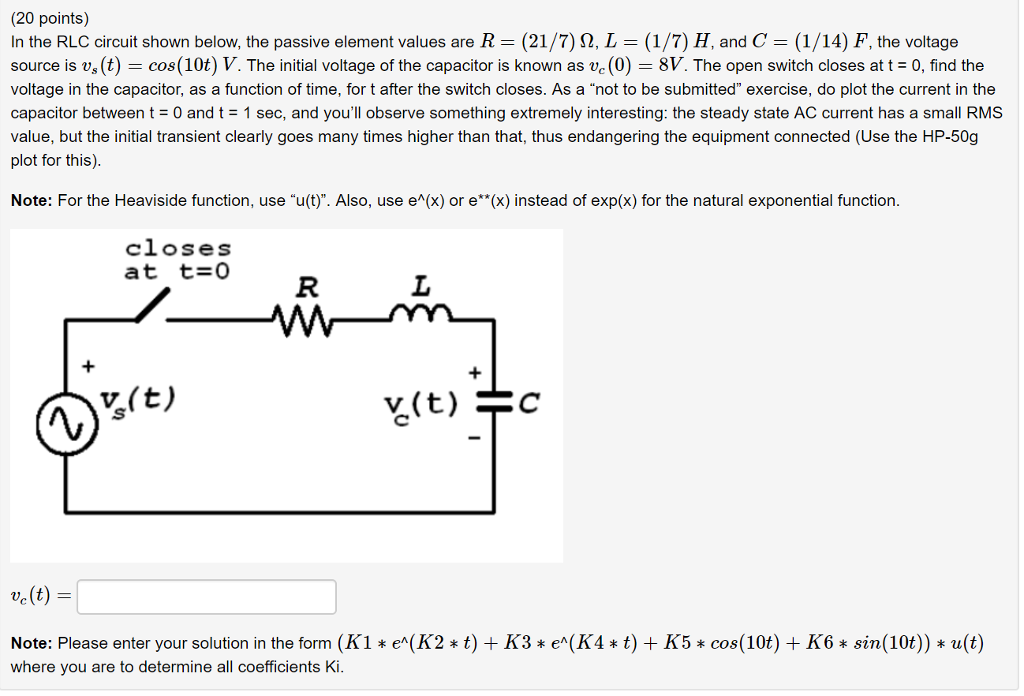 Solved Points In The Rlc Circuit Shown Below The Pa Chegg Com