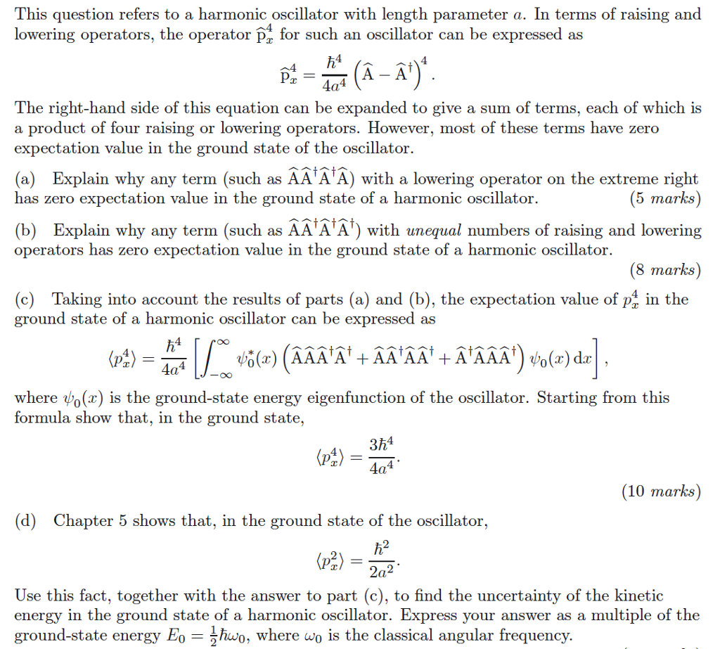 Solved This Question Refers To A Harmonic Oscillator With Chegg Com