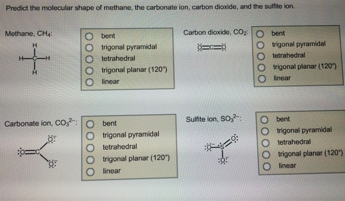 Solved Predict The Molecular Shape Of Methane, The Carbon