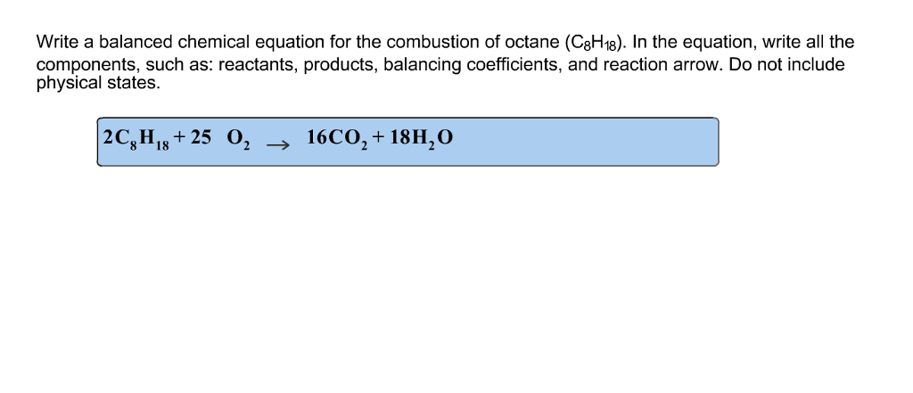 Write A Balanced Chemical Equation For The Combustion Of