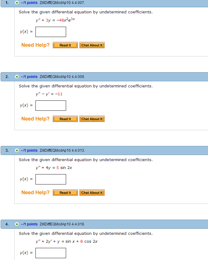 Solved Solve The Given Differential Equation By Undetermi Chegg Com