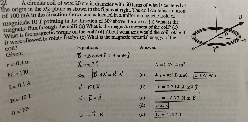 Solved A Circular Coil Of Wire Cm In Diameter With 50 Chegg Com