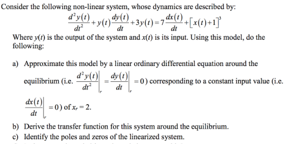 A I Know That The Nonlinear Parts Are Y T Dy T Dt Chegg Com