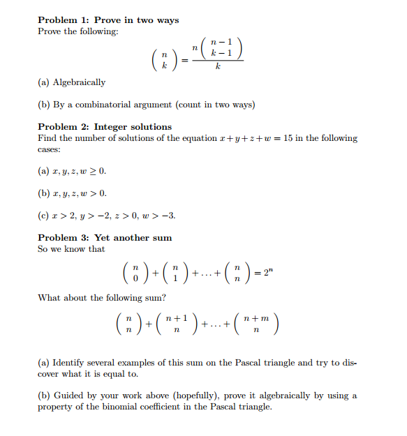 Solved Prove In Two Ways Prove The Following N K N Chegg Com