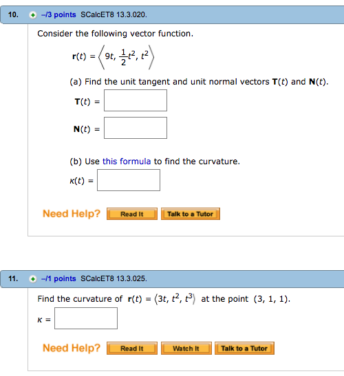 Solved Consider The Following Vector Function R T 9t Chegg Com