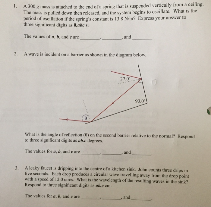 Solved A 300 G Mass Is Attached To The End Of A Spring Th