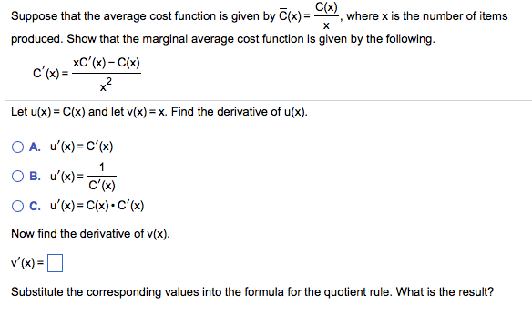 Solved Suppose That The Average Cost Function Is Given By Chegg Com