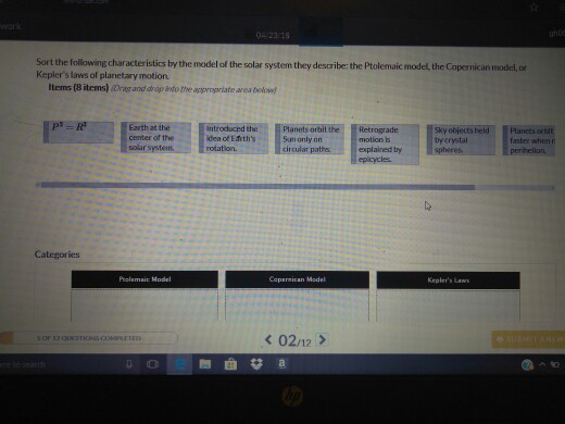 Solved Drug The 8items To Each Categories Ptolemaic Model