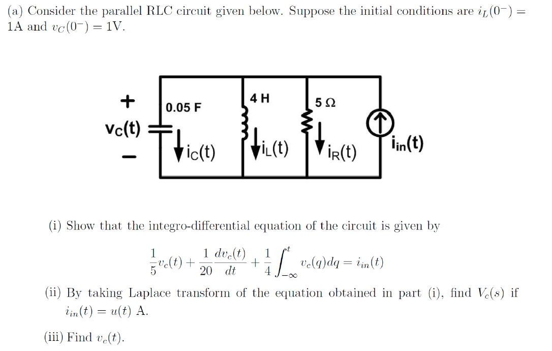 Solved Consider The Parallel Rlc Circuit Given Below Sup Chegg Com