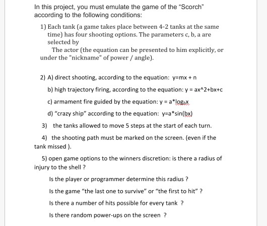 In This Project You Must Emulate The Game Of The Chegg Com