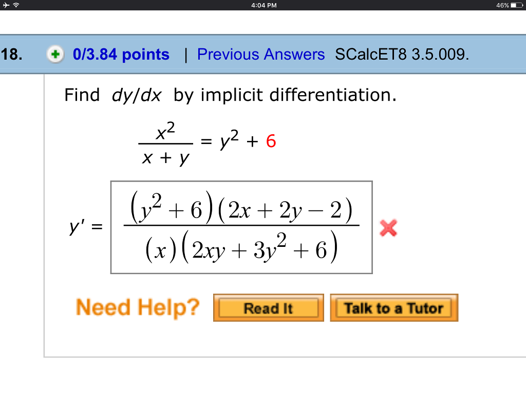 Solved Find Dy Dx By Implicit Differentiation X 2 X Y Chegg Com