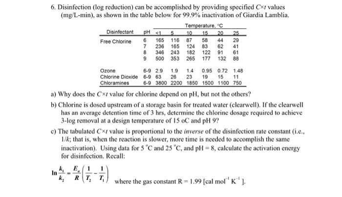 Disinfection Log Reduction Can Be Accomplished B Chegg Com