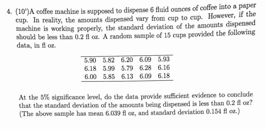 Ftee Machine Is Supposed To Dispense 6 Fluid Ounces Of Coffee Into A Paper Cup Ftee Machine Is Supposed To Dispense 6 Fluid Ounces Of Coffee Into A Paper Cup