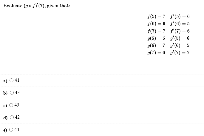 Solved Evaluate Go F 7 Given That F 5 7 F 5 6 F 6 Chegg Com