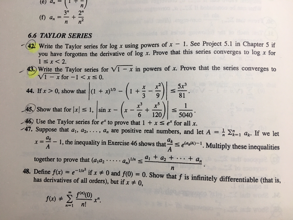 Solved E An I 3 2 A 2 6 6 Taylor Series 422 Write Chegg Com