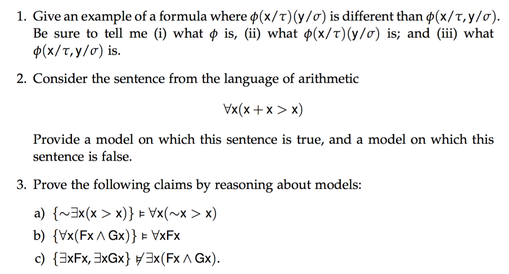 Give An Example Of A Formula Where Phi X Tau Y Chegg Com