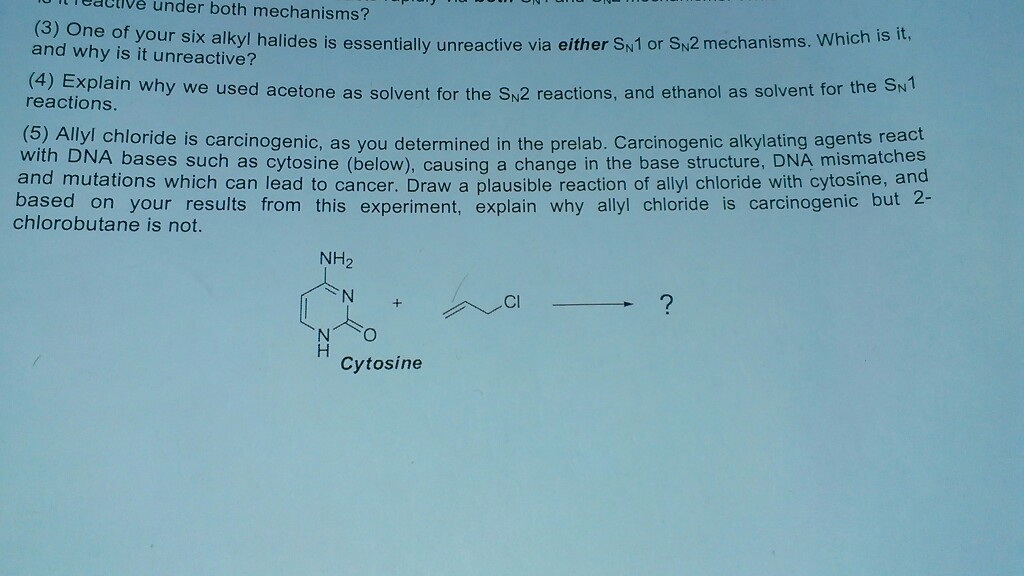 Solved Draw A Plausible Reaction Of Allyl Chloride With Chegg Com